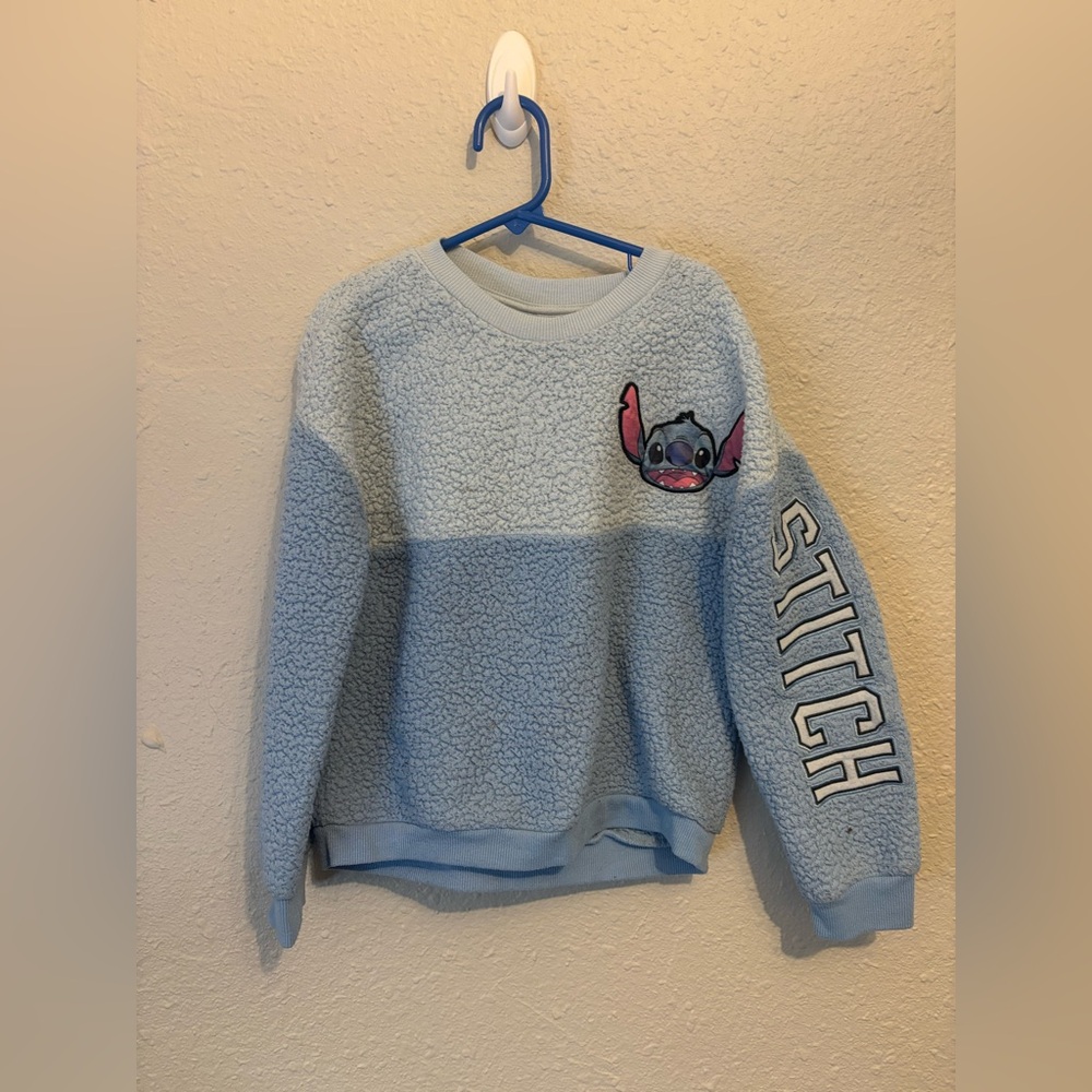 Kids Light Blue Stitch Sherpa Sweatshirt - Cozy Pullover